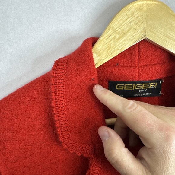 Geiger Tyrol Austrian Boiled Wool Jacket Red Women’s EU 44 Made in Austria - Picture 3 of 9
